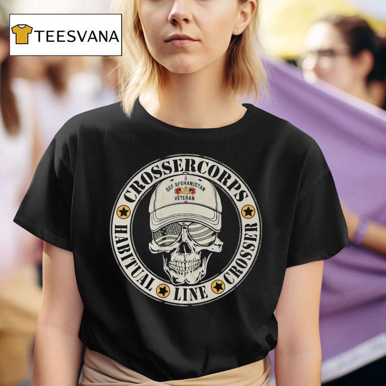 Habitual Linecrosser Crosser Corps Habitual Linecrosser Def Afghanistan Veteran Skull Logo Shirt