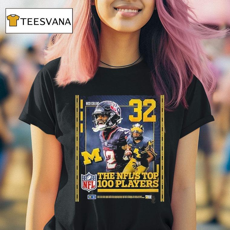 Nico Collins Sports At In On Nfl Top 100 Highlight Nfl American Football Michigan Wolverines Shirt