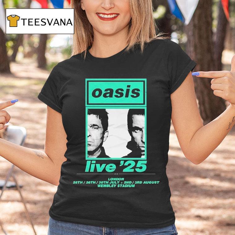 Oasis Live Show At Wembley Stadium In London On July 25 To August 3 2025 With Split Portrait Shirt