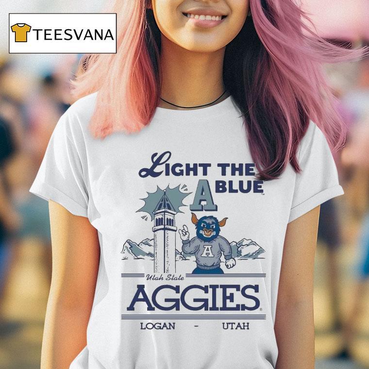 Utah State Aggies Light The Blue A Logan Mascot Shirt