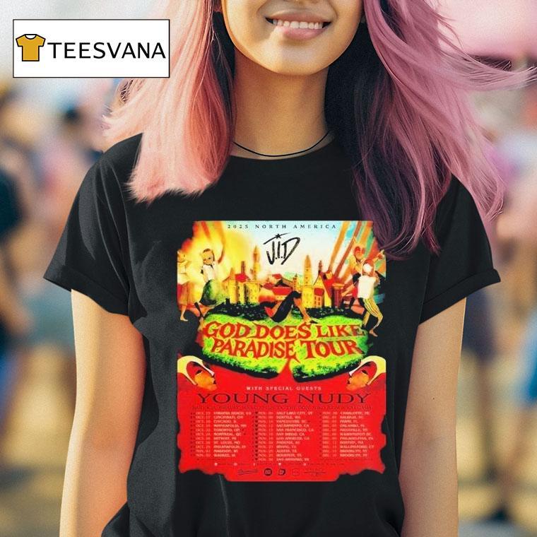 Young Nudy God Does Like Paradise Tour 2025 North America Cities Dates Shirt