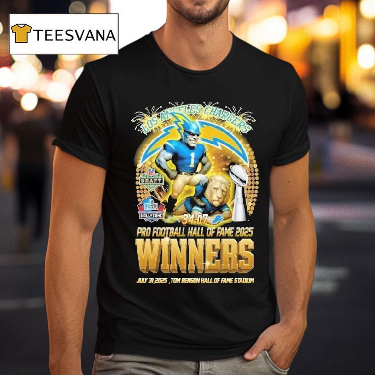 Los Angeles Chargers Pro Football Hall Of Fame 2025 Winners Tom Benson Stadium Nfl Mascot Shirt