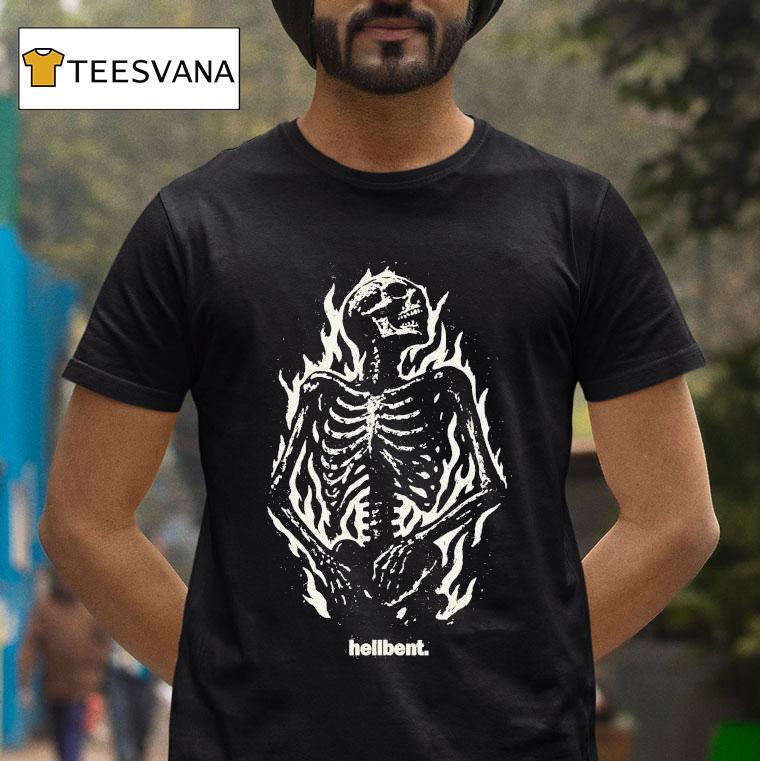 Hellbent Hotter Than Hell Skeleton Flames Shirt