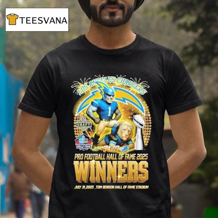 Los Angeles Chargers Pro Football Hall Of Fame 2025 Winners Tom Benson Stadium Nfl Mascot Shirt