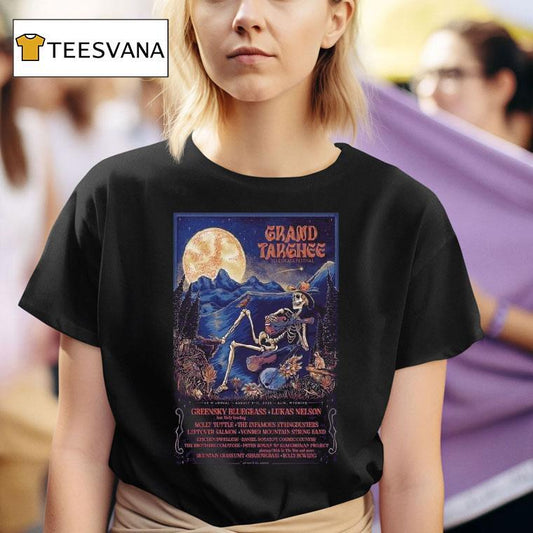 Annual Targhee Bluegrass Festival In Alta, Wy Aug 8-10, 2025 35th Skeleton Guitar Shirt
