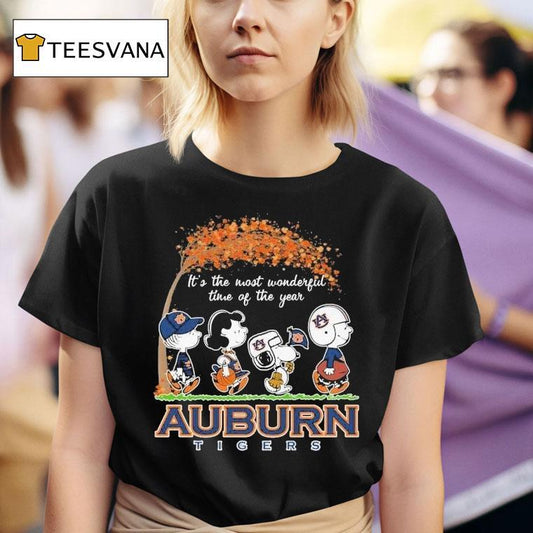Auburn Tigers X Snoopy And The Peanuts It's The Most Wonderful Time Of The Year Shirt