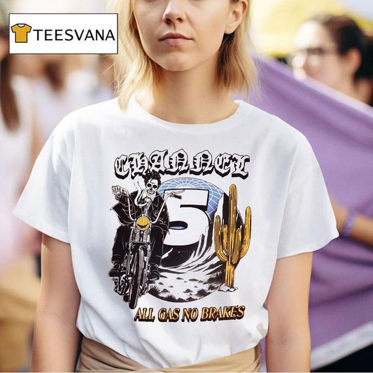 Channel 5 All Gas No Brakes Motor Cactus Globe Skeleton Shirt