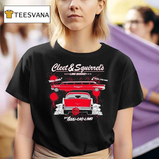 Cleetus Mcfarland Cleet Squirrel's We're Idiots Paint This Side Limo Service Shirt