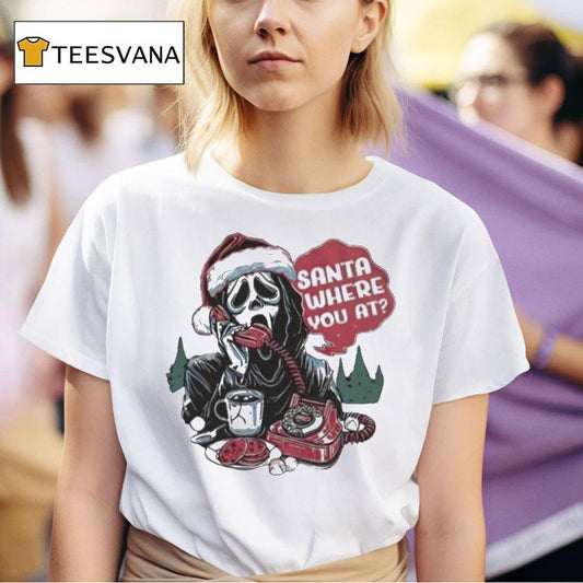 Ghostface Santa Where You At Christmas Shirt