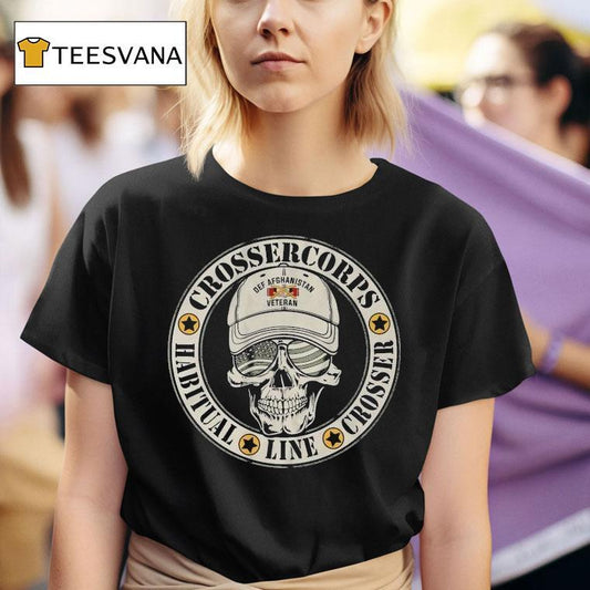 Habitual Linecrosser Crosser Corps Habitual Linecrosser Def Afghanistan Veteran Skull Logo Shirt