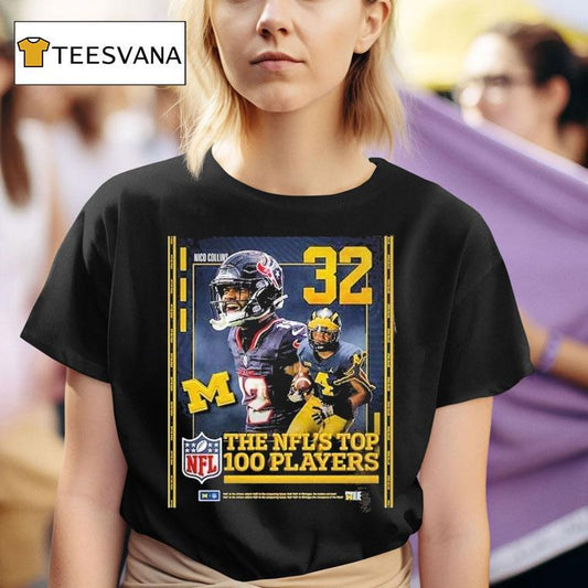 Nico Collins Sports At In On Nfl Top 100 Highlight Nfl American Football Michigan Wolverines Shirt