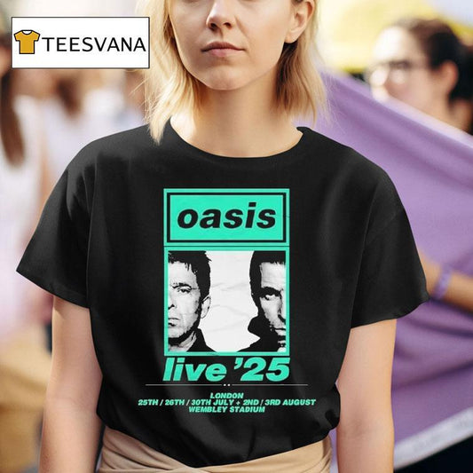 Oasis Live Show At Wembley Stadium In London On July 25 To August 3 2025 With Split Portrait Shirt