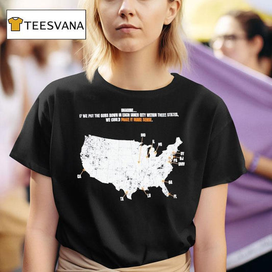 Paper Plane Imagine If We Put The Guns Down In Each Inner City Within These States We Could Make It Make Sense Everytown Usa Shirt