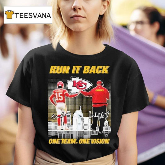 Patrick Mahomes And Andy Reid One Team One Vision Kansas City Chiefs Signatures Shirt