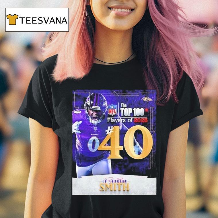 Roquan Smith Nfl Top 100 Players 2025 Number 40 Baltimore Ravens Linebacker American Football Shirt