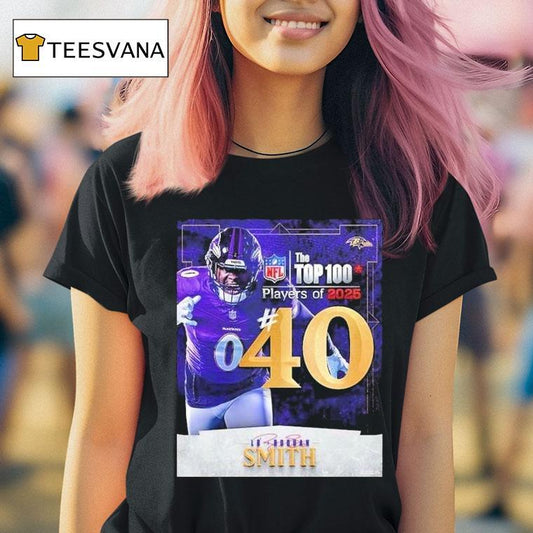 Roquan Smith Nfl Top 100 Players 2025 Number 40 Baltimore Ravens Linebacker American Football Shirt