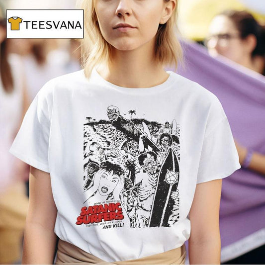 Satanic Surfers Beware The Terror Of The They Surf Walk Talk Stalk And Kill Zombeach Shirt