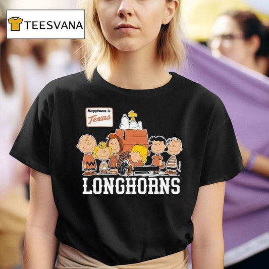 Texas Longhorn X The Peanuts The Gang Happiness Is Texas Shirt