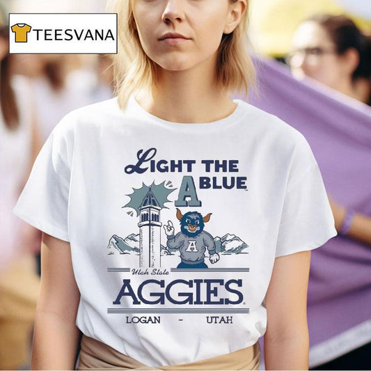 Utah State Aggies Light The Blue A Logan Mascot Shirt