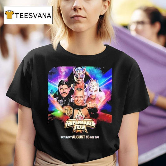 Wwe Triplemania Xxiii On Saturday August 16th With Vikinggo Vs Mysterio Vs Dragon Lee Vs Americano For The Aaa Mega Championship 2025 Shirt