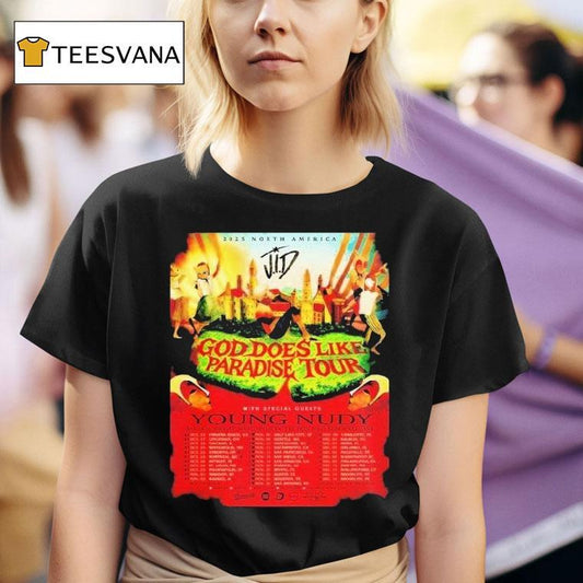 Young Nudy God Does Like Paradise Tour 2025 North America Cities Dates Shirt