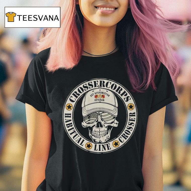Habitual Linecrosser Crosser Corps Habitual Linecrosser Def Afghanistan Veteran Skull Logo Shirt