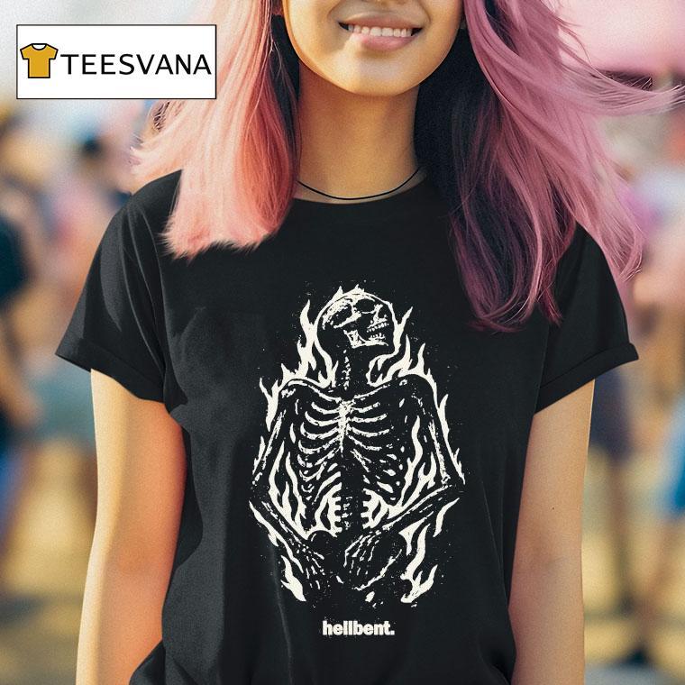 Hellbent Hotter Than Hell Skeleton Flames Shirt