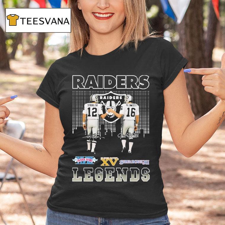 Ken Stabler And Jim Plunkett Las Vegas Raiders Legends Skyline Signatures Shirt