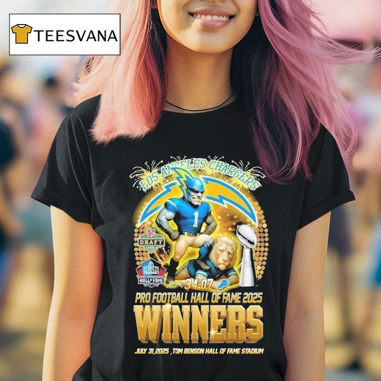 Los Angeles Chargers Pro Football Hall Of Fame 2025 Winners Tom Benson Stadium Nfl Mascot Shirt