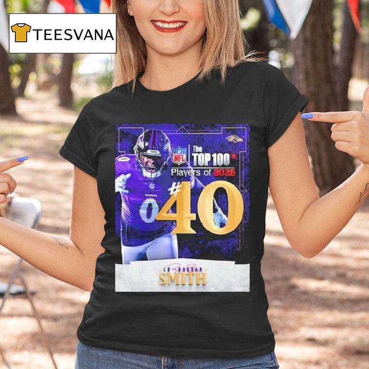 Roquan Smith Nfl Top 100 Players 2025 Number 40 Baltimore Ravens Linebacker American Football Shirt