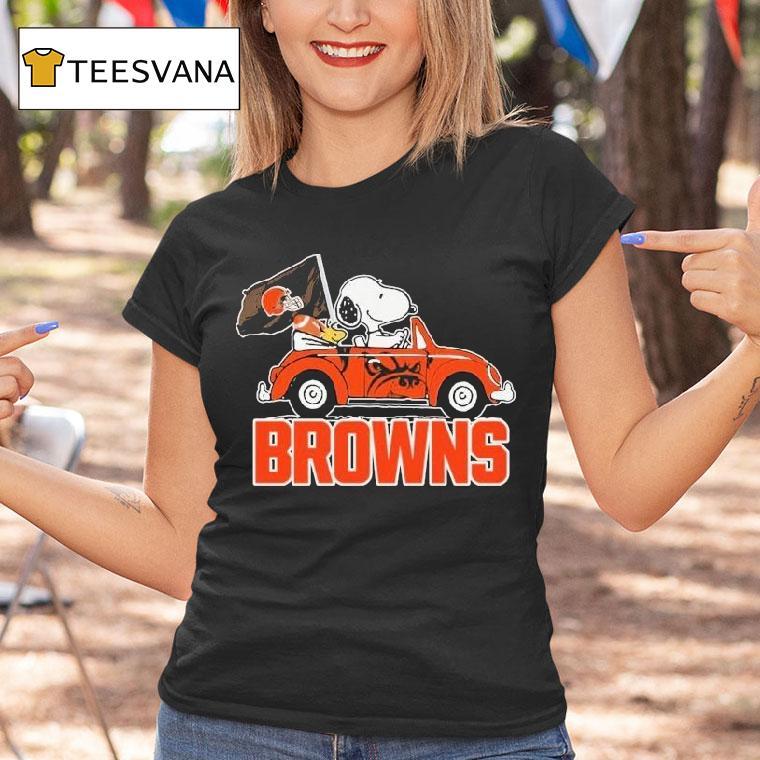 Snoopy And Woodstock Driving Car Cleveland Browns Shirt