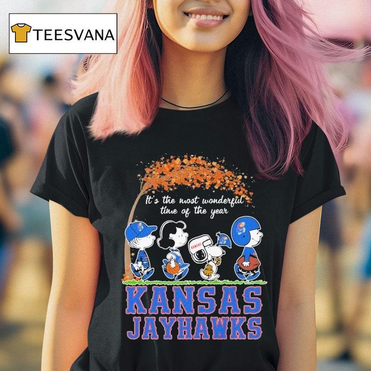 Snoopy The Peanuts Kansas Jayhawks It's The Most Wonderful Time Of The Year Shirt
