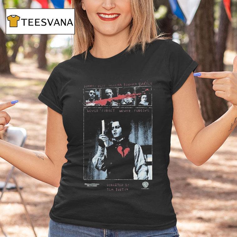 Sweeney Todd Dream Works Pictures Johnny Depp Helena Bonham Carter Never Forget Never Forgive Shirt
