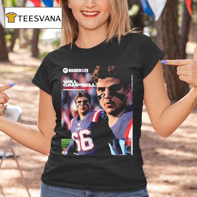 Will Campbell New England Patriots Rookie Offensive Tackle Madden Nfl 26 American Football 2025 Shirt