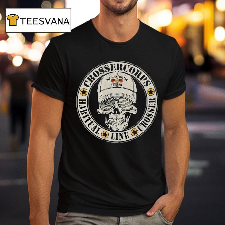 Habitual Linecrosser Crosser Corps Habitual Linecrosser Def Afghanistan Veteran Skull Logo Shirt