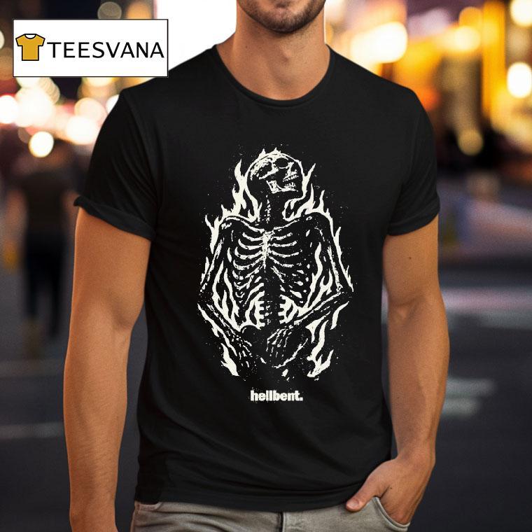 Hellbent Hotter Than Hell Skeleton Flames Shirt