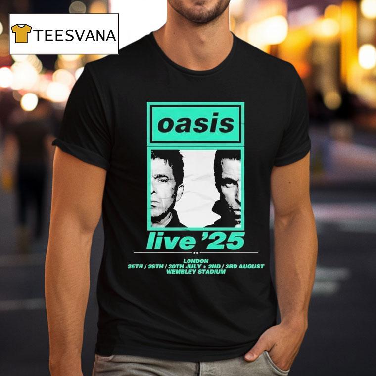 Oasis Live Show At Wembley Stadium In London On July 25 To August 3 2025 With Split Portrait Shirt