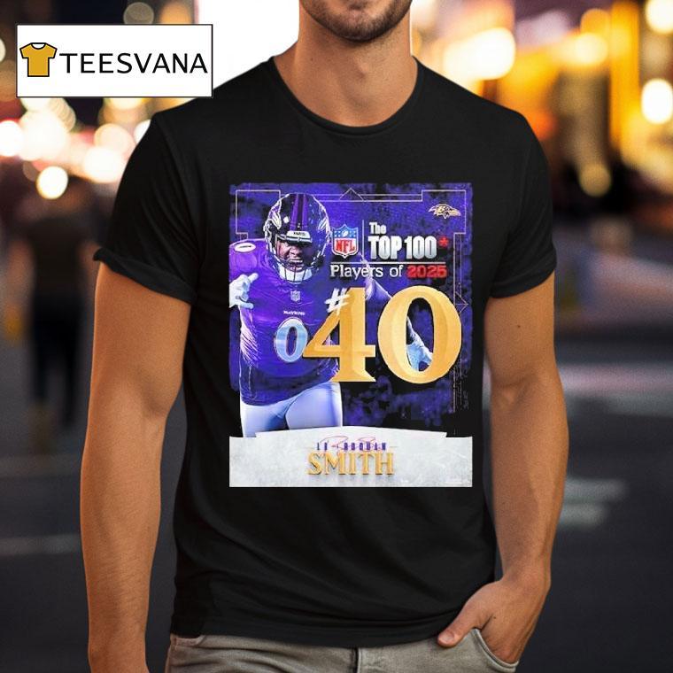 Roquan Smith Nfl Top 100 Players 2025 Number 40 Baltimore Ravens Linebacker American Football Shirt