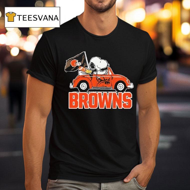 Snoopy And Woodstock Driving Car Cleveland Browns Shirt