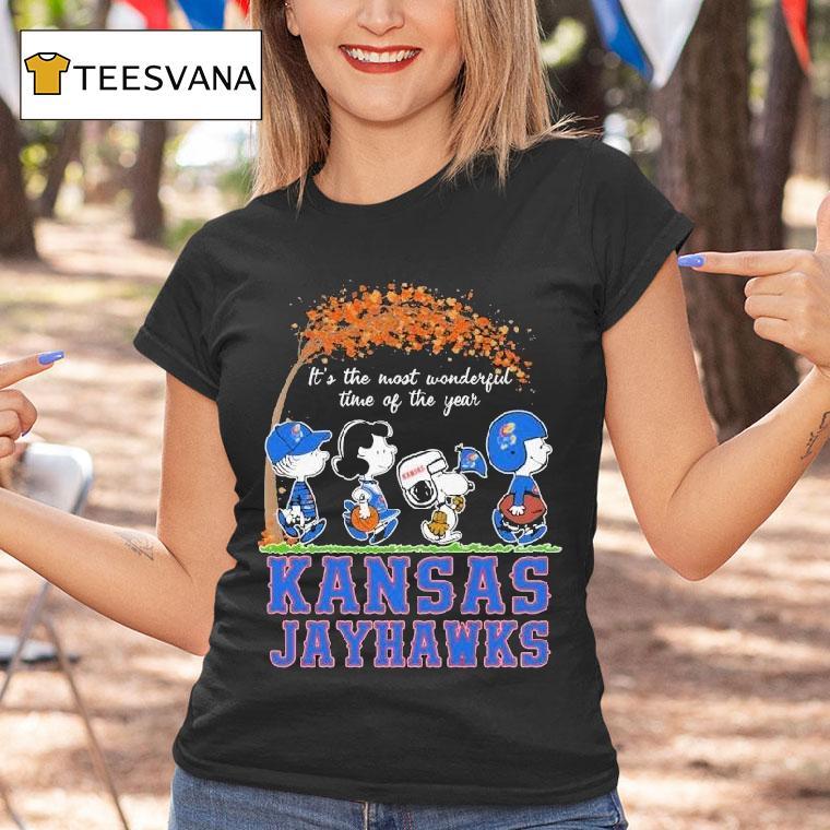 Snoopy The Peanuts Kansas Jayhawks It's The Most Wonderful Time Of The Year Shirt