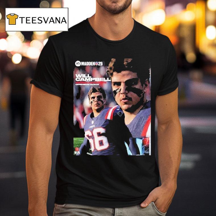 Will Campbell New England Patriots Rookie Offensive Tackle Madden Nfl 26 American Football 2025 Shirt