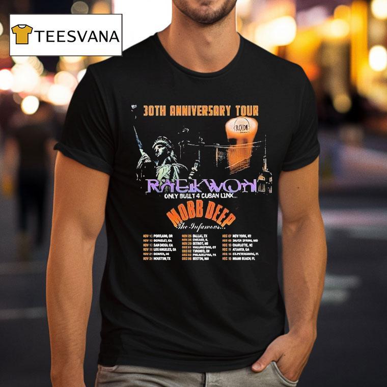 Wu Tang Clan 30th Anniversary Tour 2025 Dates For November And December In Portland Or With Mobb Deep And Raekwon Shirt