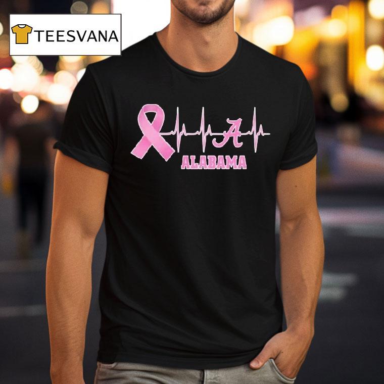 Alabama Heartbeat Pink Ribbon Breast Cancer Shirt