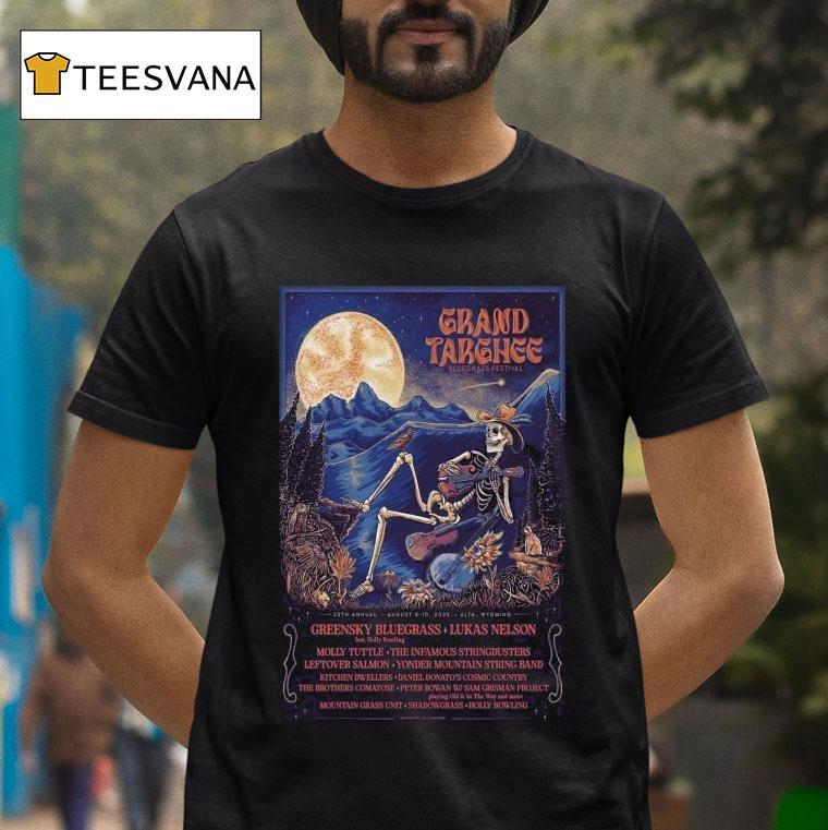 Annual Targhee Bluegrass Festival In Alta, Wy Aug 8-10, 2025 35th Skeleton Guitar Shirt