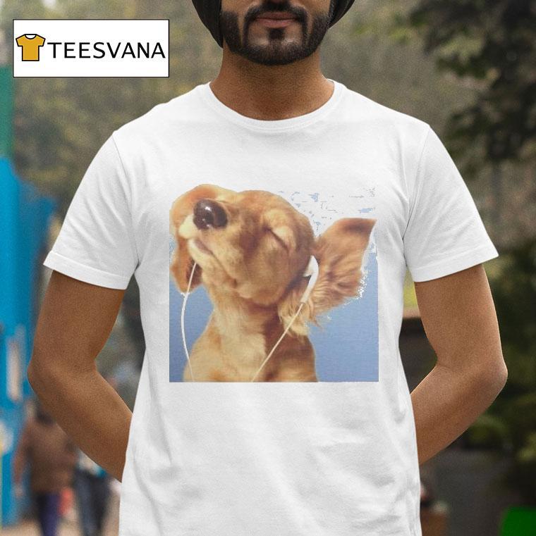 Headphones Blue Dog Shirt