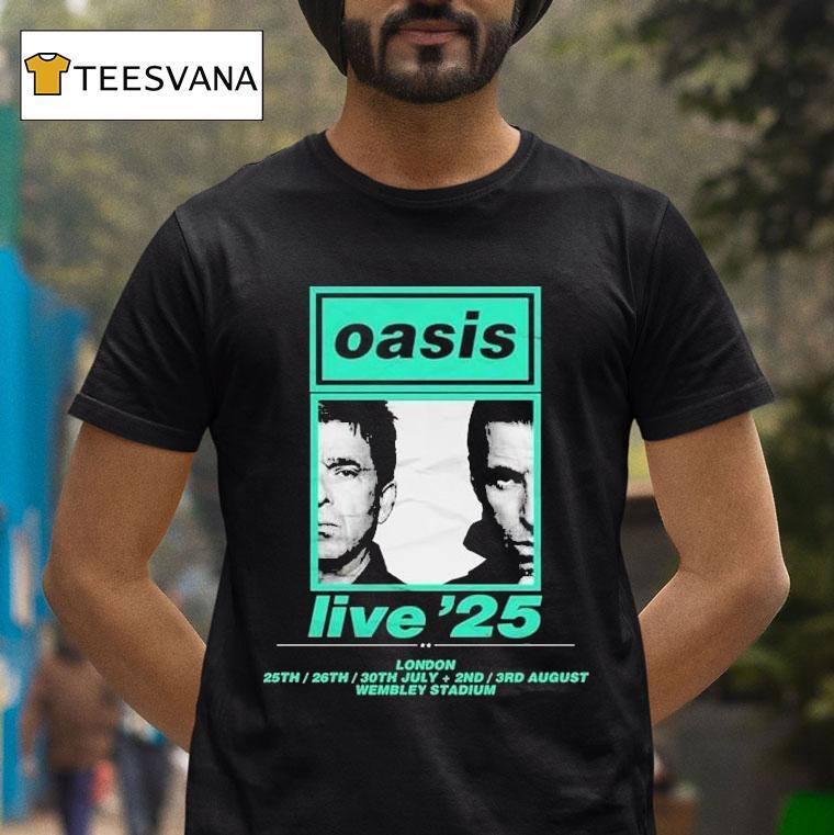 Oasis Live Show At Wembley Stadium In London On July 25 To August 3 2025 With Split Portrait Shirt