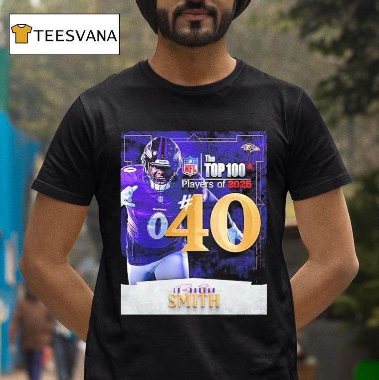 Roquan Smith Nfl Top 100 Players 2025 Number 40 Baltimore Ravens Linebacker American Football Shirt