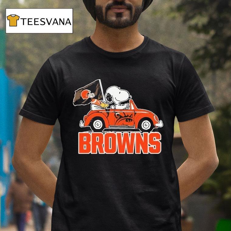 Snoopy And Woodstock Driving Car Cleveland Browns Shirt