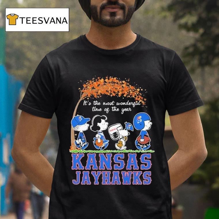 Snoopy The Peanuts Kansas Jayhawks It's The Most Wonderful Time Of The Year Shirt