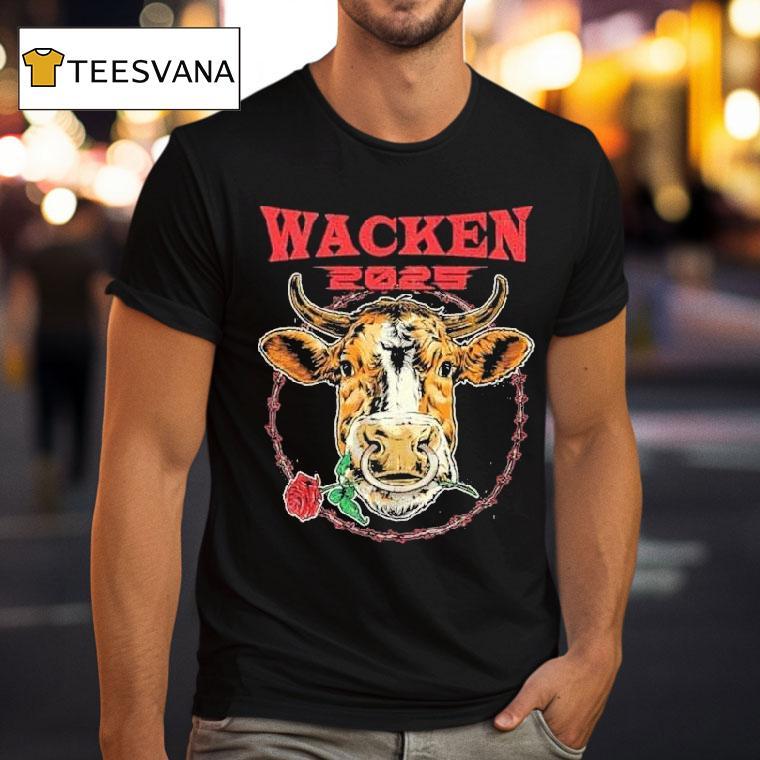 Wacken Open Air Bull 2025 Take Me Down To Heavy Metal City Where The Grass Is Green And The Cows Are Pretty Rose Shirt